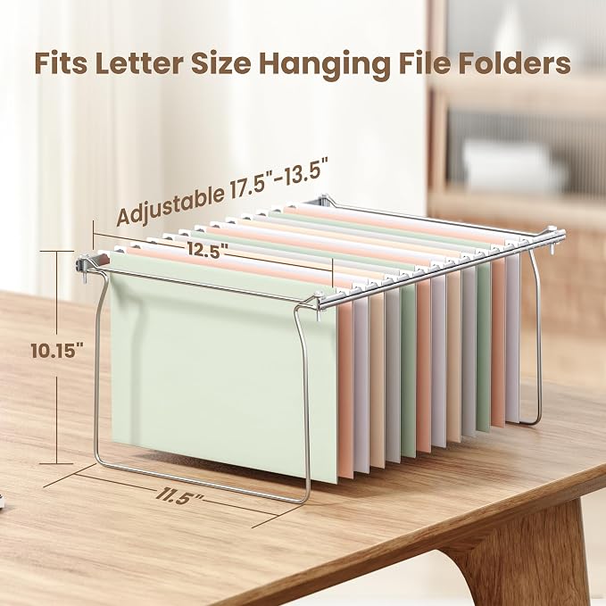 SUNEE Hanging File Folder Frame, Letter Size File Drawer Organizer - Image 3