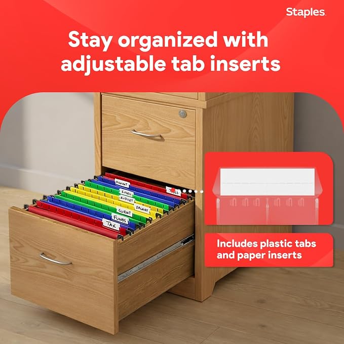 Staples Hanging File Folders, Letter Size, Water‑Resistant, Includes Tabs & - Image 6
