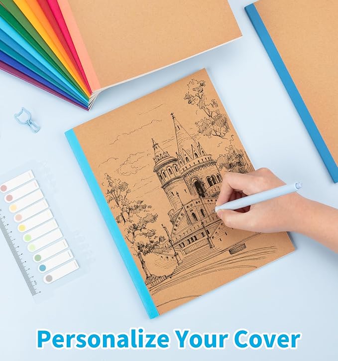 12 Pack Composition Notebook Journals Bulk, 7-1/2" x 9-3/4", Wide Ruled Paper - Image 6