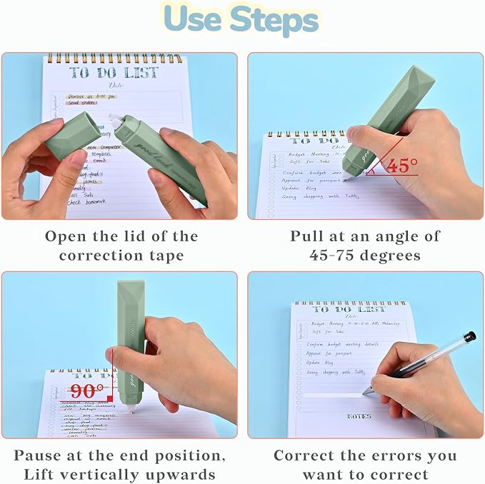 Temiary 5 Pcs White Correction Tapes, Aesthetic Correction Tape Pens Smooth - Image 4