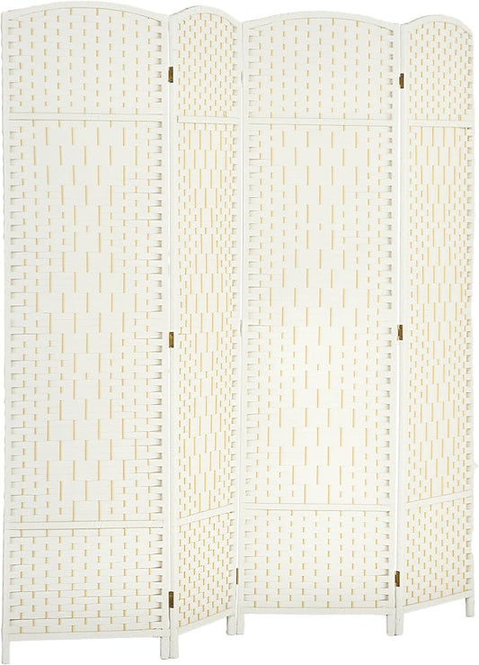 HOMCOM 4 Panel Room Divider, Hand-Woven Freestanding Wall Partition by HOMCOM