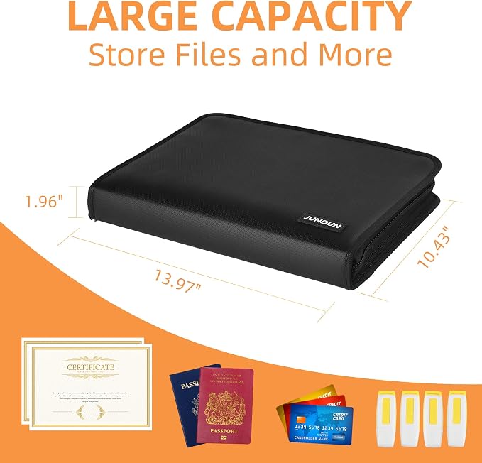 JUNDUN Fireproof Accordion File Organizer | 13 Pockets Accordion Folder - Image 5