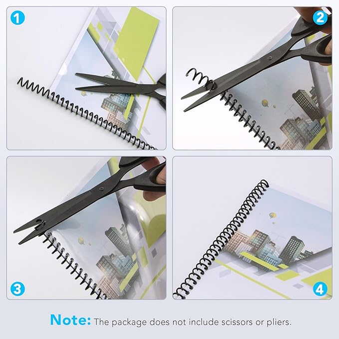 150 Pack Plastic Spiral Binding Coils,1/4", 5/16", 3/8", 1/2", 5/8", 3/4", 4:1 Pitch Multi-Size Pack of 150-DeskLoop Office