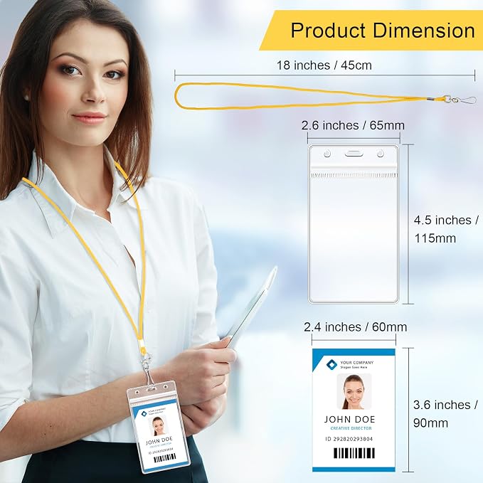 Marspark 100 Pack Lanyard with ID Holder Bulk, Waterproof Resealable Name Tag - Image 2