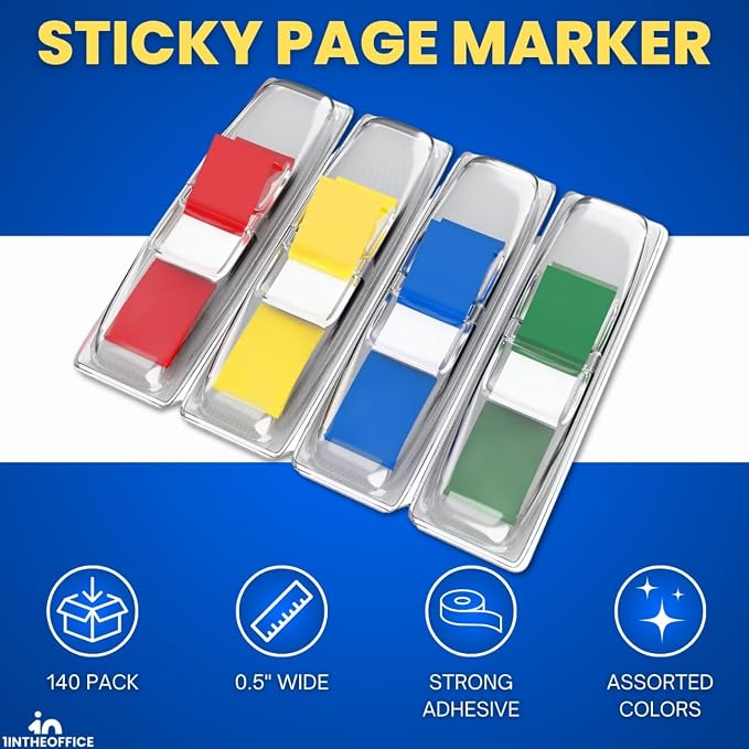 1InTheOffice Page Markers, Label Stickers, Page Tabs, 4 Pack - Image 2