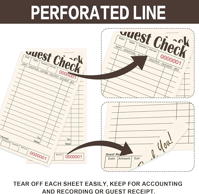 Guest Checks Books for Servers, Server Note Pads, 24 Pack, Natural Color Paper - Image 4