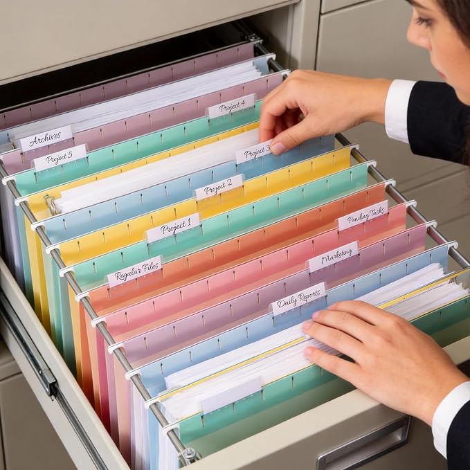 SUNEE 25 Pack Hanging File Folders, Bright Folders, Hanging File Folders Letter - Image 4