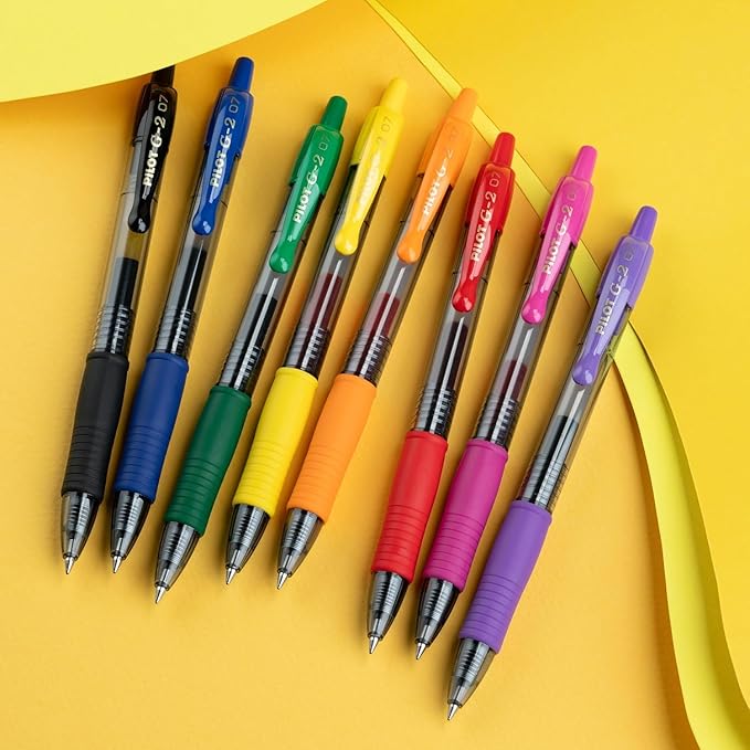 PILOT, G2 Premium Gel Roller Pens, G2 Rainbow Colors Pack, 8 Pack Pouch, Fine Point 0.7 mm, Assorted-DeskLoop Office