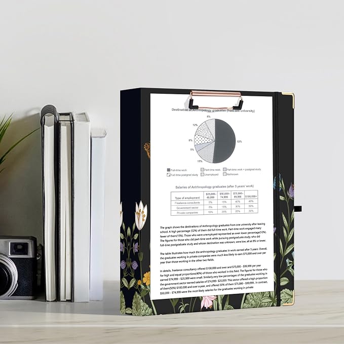 Ospelelf 3 Ring Binder 1.5 Inch, Floral Round Ring Clipboard Binder - Image 7