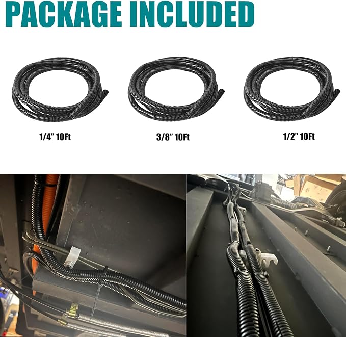 ALLWIN 10ft-1/4 10ft-3/8 10ft-1/2 Black Split Wire Loom Tubing Wire Conduit - Image 2