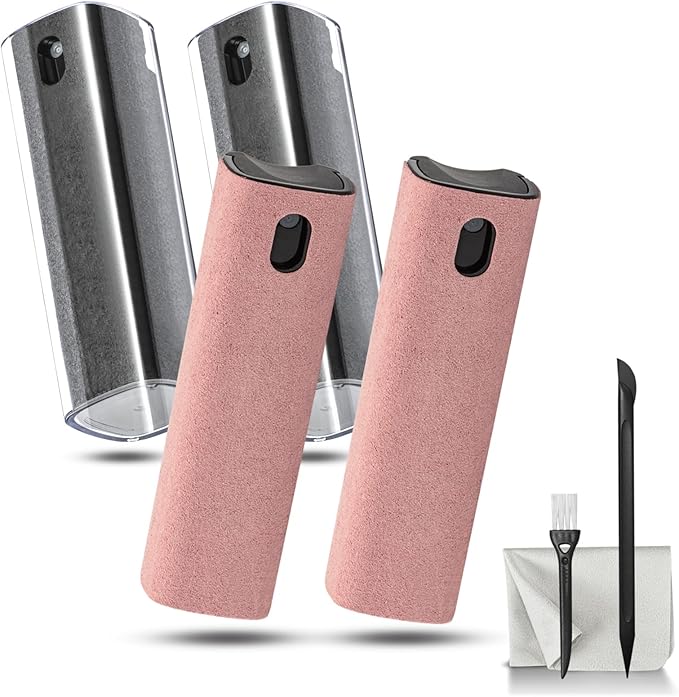 walrfid 4Pcs Car Screen Cleaner, Computer Screen Cleaner Spray and Wipe, Laptop Cleaner Kit for Cleaning iPad, iPhone, Cellphone, Monitor, Macbook Pro, Car Display, Electronic Device Screen, Grey Pink-DeskLoop Office