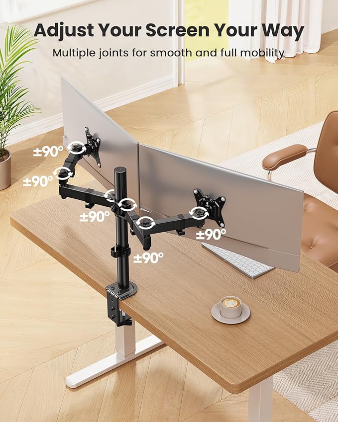 ErGear Dual Monitor Stand, Heavy-Duty Monitor Mount for 17″–32″ Monitors, Flexible Arms with Easy Dual-Monitor Alignment, Sturdy Stepped Arm Design for Superior Support, Supports 22 lbs per Arm-DeskLoop Office