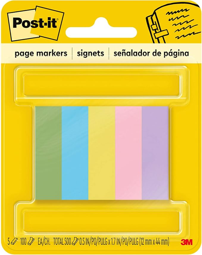 Post-it® Page Markers, 1/2-inch x 1-3/4 Inch, 500 per Pack by Unknown