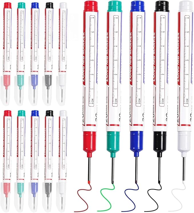 15 PCS Long Head Deep Hole Marker Pens, 20 MM Long Nib Marker by Zrpot
