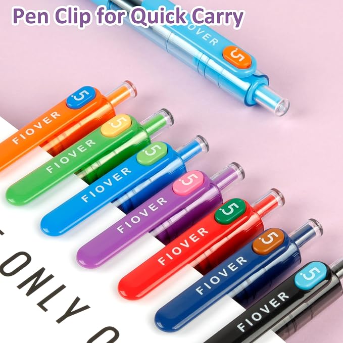 FIOVER Colored Gel Pens, 0.5mm Quick Dry Ink Fine Point Smooth Writing Colorful - Image 7