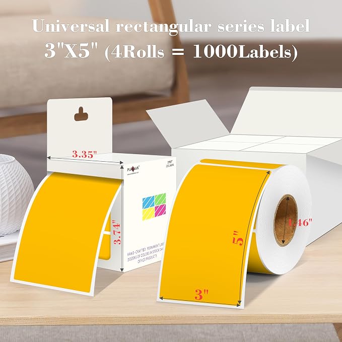 PARLAIM 3x5 inch Rectangle Color Code Stickers, Fluorescent Orange - Image 2