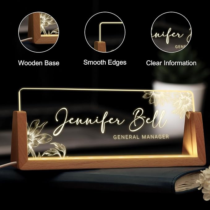 Custom Name Plate for Desk, Personalized Light Up Acrylic Desk Name Plate - Image 4