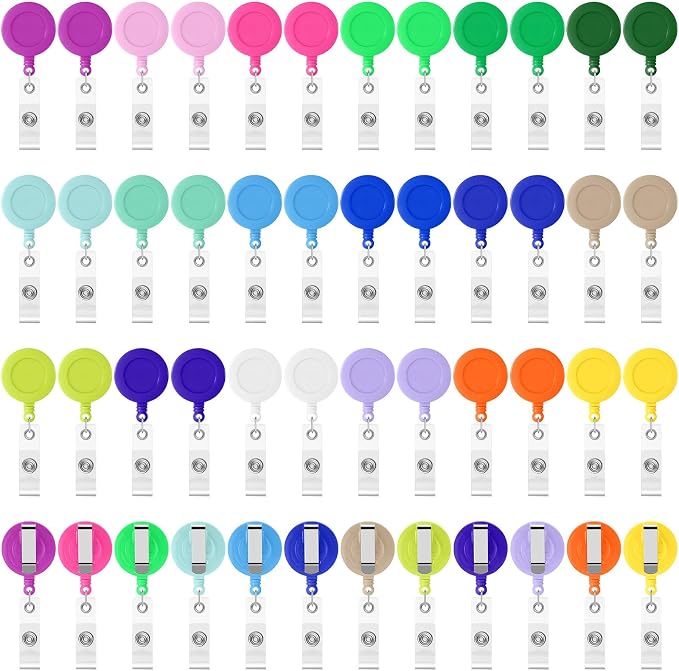 Harloon 150 Pcs Retractable Badge Reel Teacher Clips Holder Mixed Solid Color by Muasung