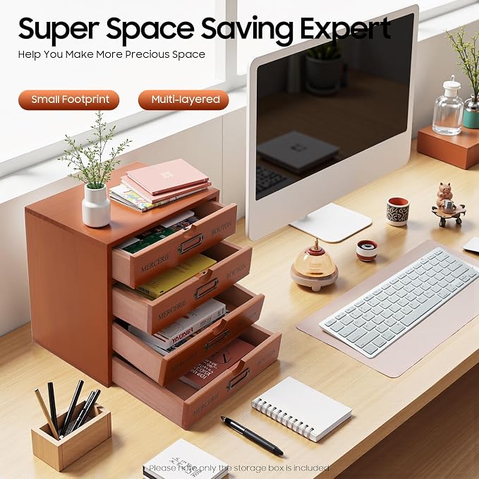 4-Tier Desktop Storage Cabinet, Antique Desktop Organizer Desktop Storage Box - Image 4