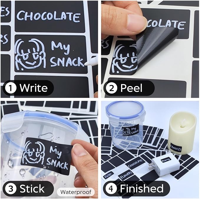 JIEHENG 170Pcs Black Removable Labels - Image 2