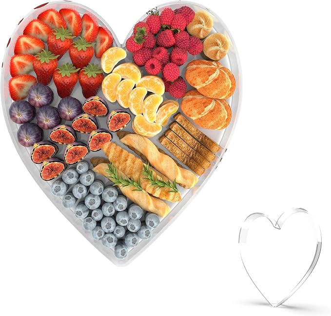 13.8" Acrylic Heart Shaped Charcuterie Tray, Reusable Serving Cake Candy Dish by Tdsuco
