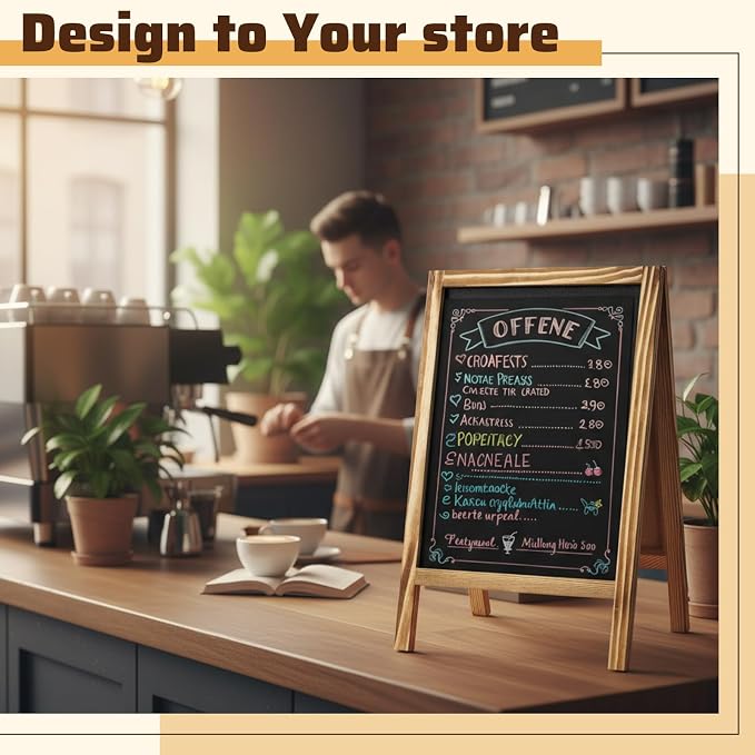 Henoyso 2 Pcs 16" x 10" Small Chalkboard Easel Tabletop Chalkboard Signs Menu - Image 4