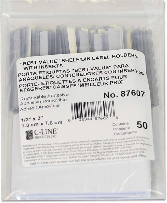 C-Line Self-Adhesive Label Holders, Top Load, 0.5 x 3 - Image 2