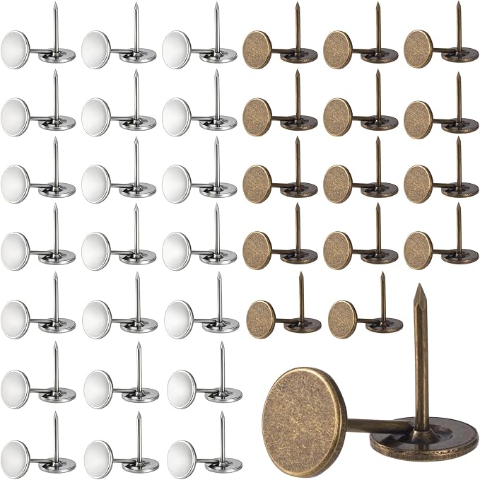 120pcs Metal Thumb Tacks, 0.42x0.66in, Heavy Duty Flat Head, Fixing Photos by Unknown