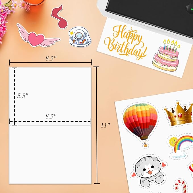 8.5" x 5.5" Half Page Self Adhesive Shipping Label, Compatible Laser & Inkjet Printers, White, 2 Labels Per Sheet(250 Sheet Total 500 Labels)-DeskLoop Office