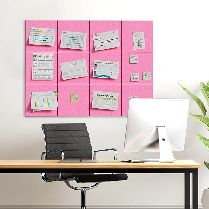 MaxGear Felt Bulletin Board 48" x 36", 12 Pack 11.8" x 11.8" Wall Panels - Image 8