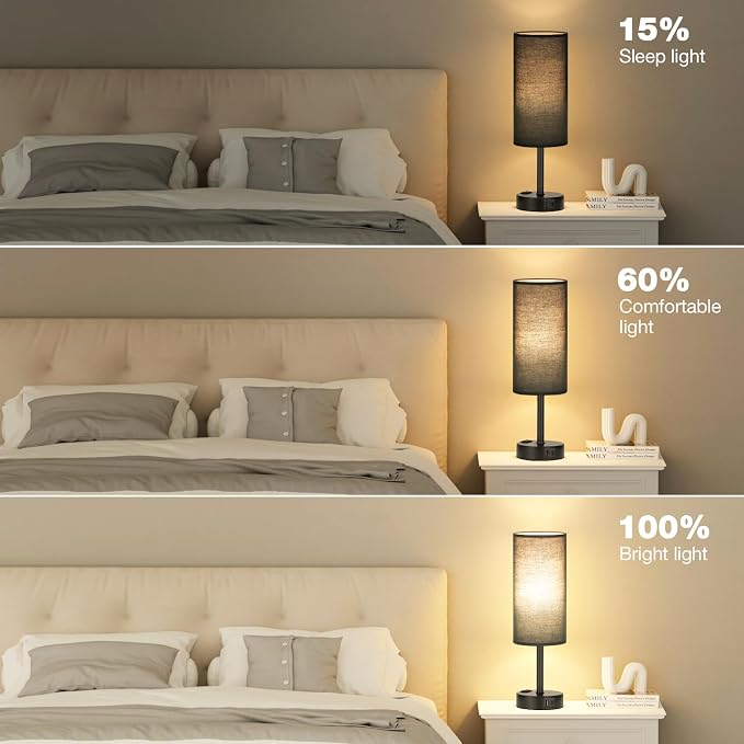 Fenmzee Black Bedroom Lamp for Nightstand - Image 5
