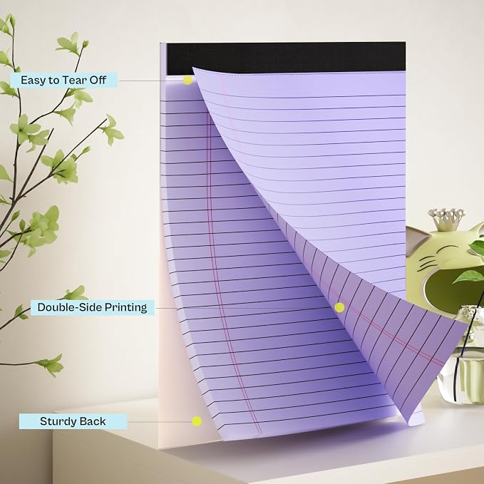 360 Sheets Purple Legal Pads 8.5" x 11" Pack of 12 Note Pads Wide Ruled Lined - Image 3