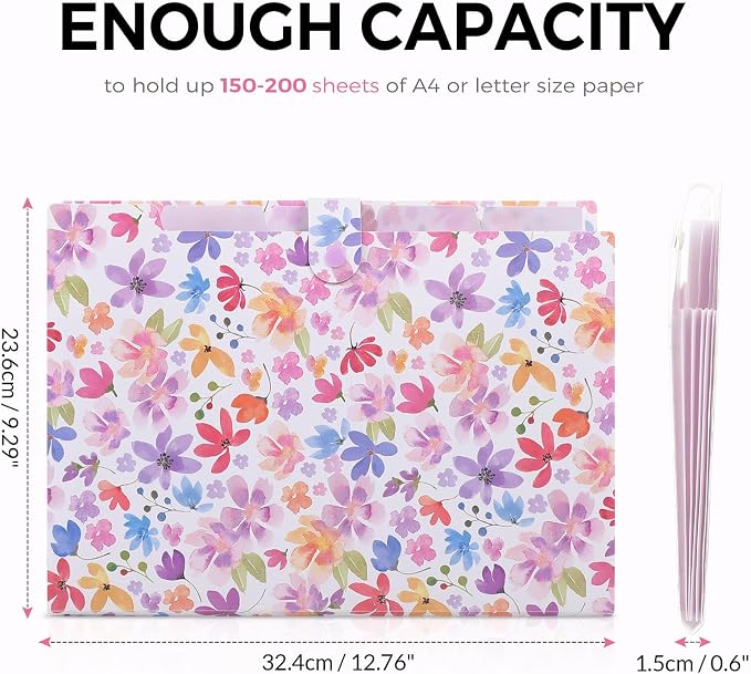 SKYDUE Accordion File Organizer, Floral Expanding File Folders - Image 5