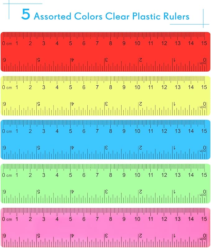 Zonon 50 Pcs 6 Inch/12 Inch Plastic Rulers Bulk Flexible Straight Rulers - Image 6