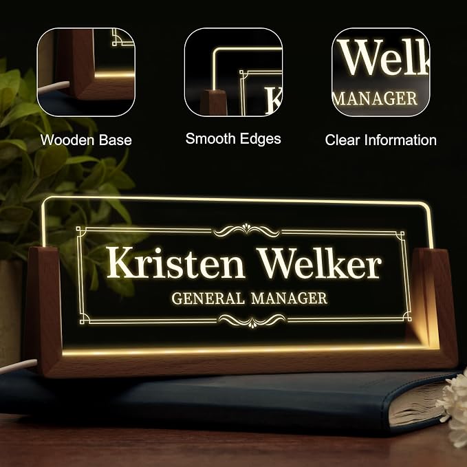 Custom Light Up Name Plate for Desk, Desk Name Plate Personalized - Image 3