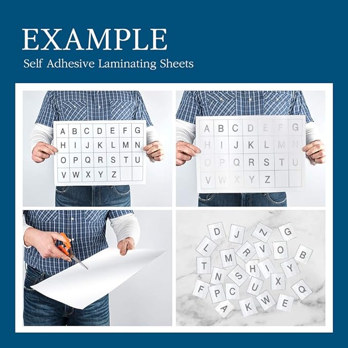 Self Stick Laminating Sheets 8.5 x 11 Inches, 4mil, Pack of 100, No Heat, No Machine, Peel and Stick Laminating Sheets, Self Adhesive Contact Paper, Self Sealing Clear Vinyl Stickers by VIOLLETO-DeskLoop Office