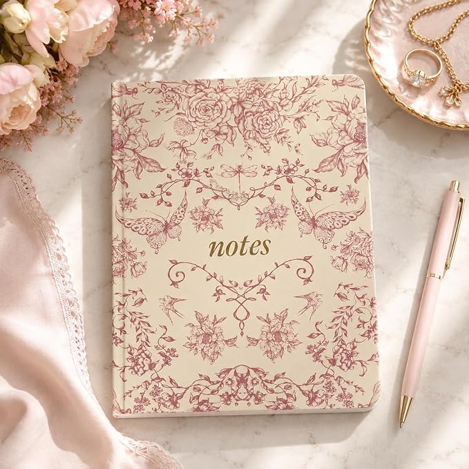 Pearhead Hardcover Journal Notebook 6x8 – Red Toile Botanical Dragonfly Print - Image 7