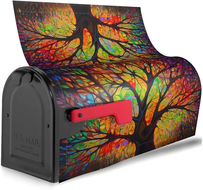 Tree of Life Welcome Magnetic Mailbox Cover, Colorful Forest Mailbox Wrap - Image 3