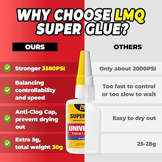 Super Glue Thin and Thick Liquid CA Glue Clear 60 Gram, All Purpose Superglue - Image 6