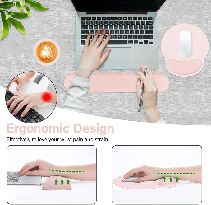 MOSISO Wrist Rest Support for Mouse Pad&Keyboard Set, Circle Curved Ergonomic - Image 3