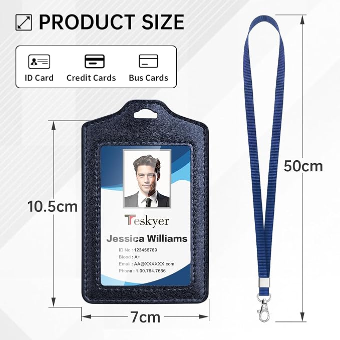Teskyer 2 Pack Double Sided Clear Badge Holder - Image 5