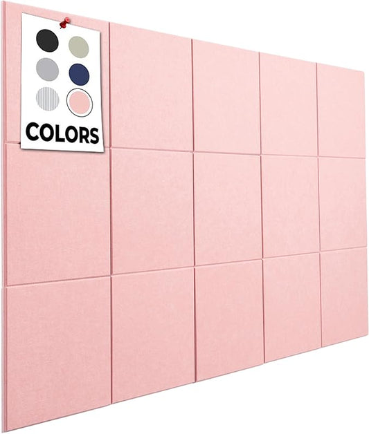 Cork Board for Office, 59" x 36" | 15 Pack | Cork Board Tiles, Large Vision Board, Wall Board, Large Corkboard, Cork Panel, Felt Wall Panels, Cork Panels, Corkboard Roll (Pink)-DeskLoop Office