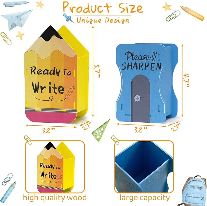 2 PCS Wooden Pencil Dispenser, Sharp and Dull Pencil Holder - Image 2