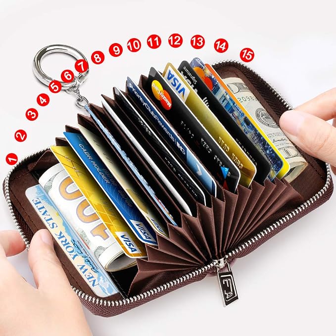 FurArt Zipper Wallet Women, RFID Blocking Credit Card Wallet, Business Card - Image 3