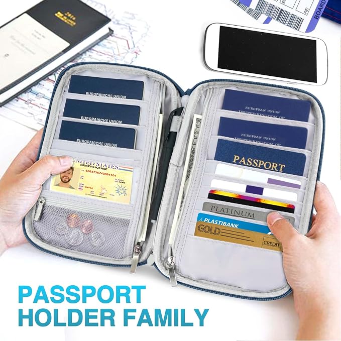 Passport Holder Family, Women Rfid Blocking Passport Wallet, Travel Essentials - Image 6
