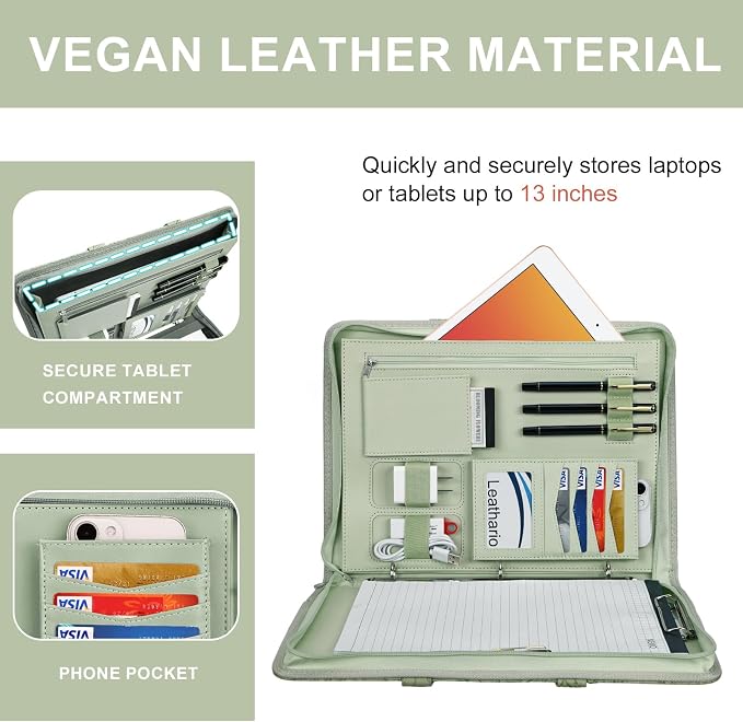 Leathario Portfolio Binder, Includes 5 Folder Index Dividers, 13 Inch Tablets - Image 6