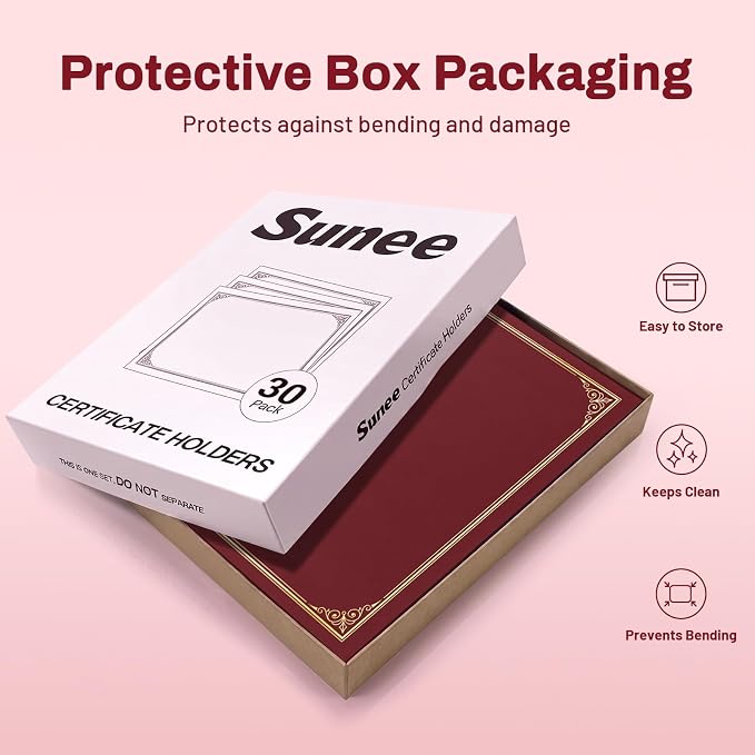SUNEE Certificate Holders, Diploma Covers Gold Foil Border, - Image 5