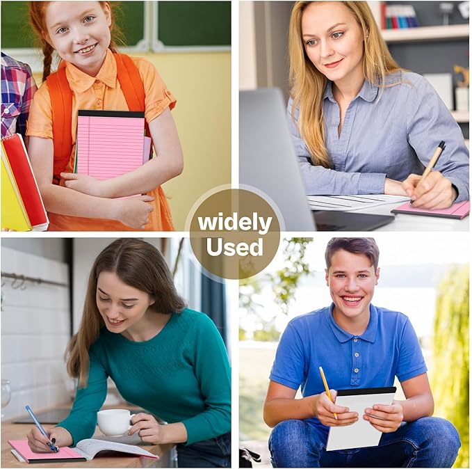 360 Sheets Pink Note Pads 5" x 8" Pack of 12 Small Legal Pads College Ruled Lined Paper with Micro-Perforated Writing Notebook 30 Sheets per Pad Small Notepad for School, Office & Home Supplies-DeskLoop Office