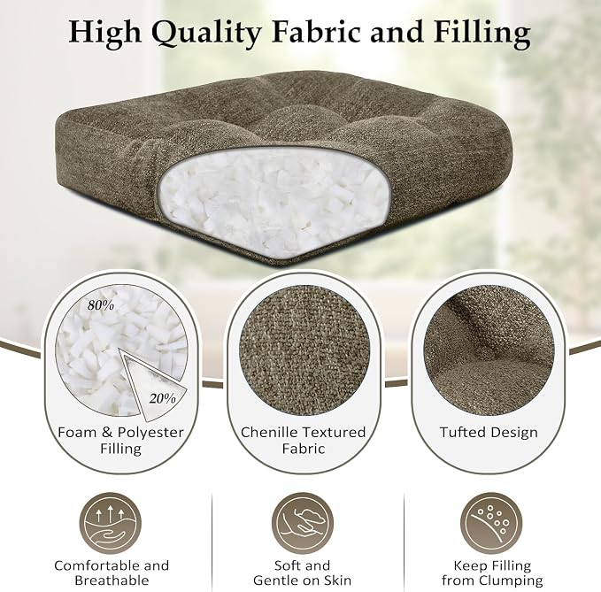 downluxe Chair Cushions for Dining Chairs 2 Pack, Tufted Indoor Chair Pads - Image 2