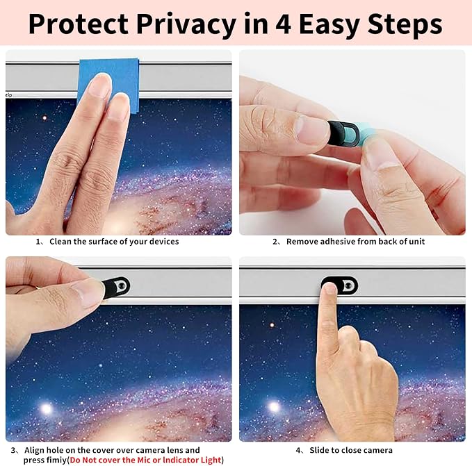 Yilador Webcam Cover, 0.03 inch Ultra Thin Laptop Camera Cover Slide - Image 5